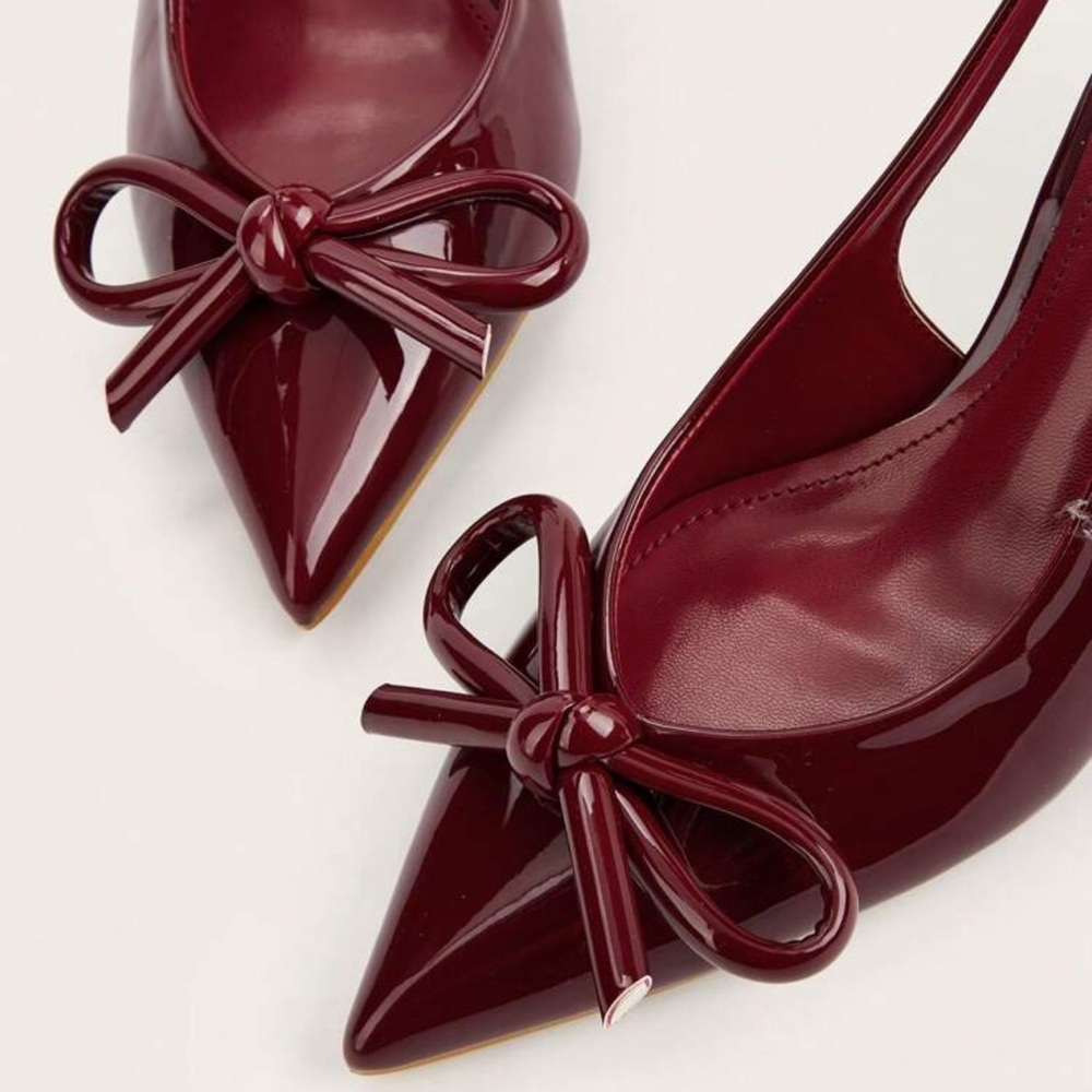 Burgundy Pumps with Bow